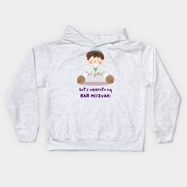 Let's Celebrate My Bar Mitzvah - Funny Yiddish Quotes Kids Hoodie by MikeMargolisArt